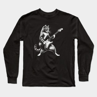 Rockstar Cat Guitarist T-Shirt – Feline Musician Rock Tee Long Sleeve T-Shirt